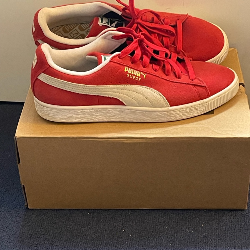 Red suede Puma
